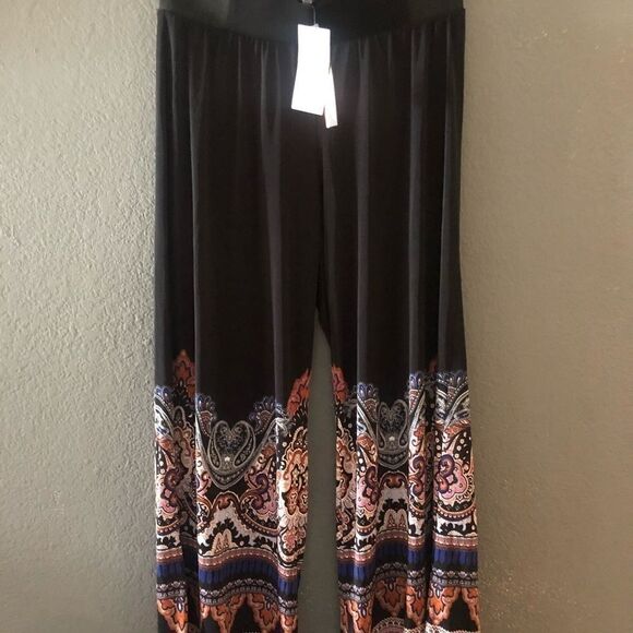 INC Cropped printed hem pull on pants P/SM - Picture 3 of 4